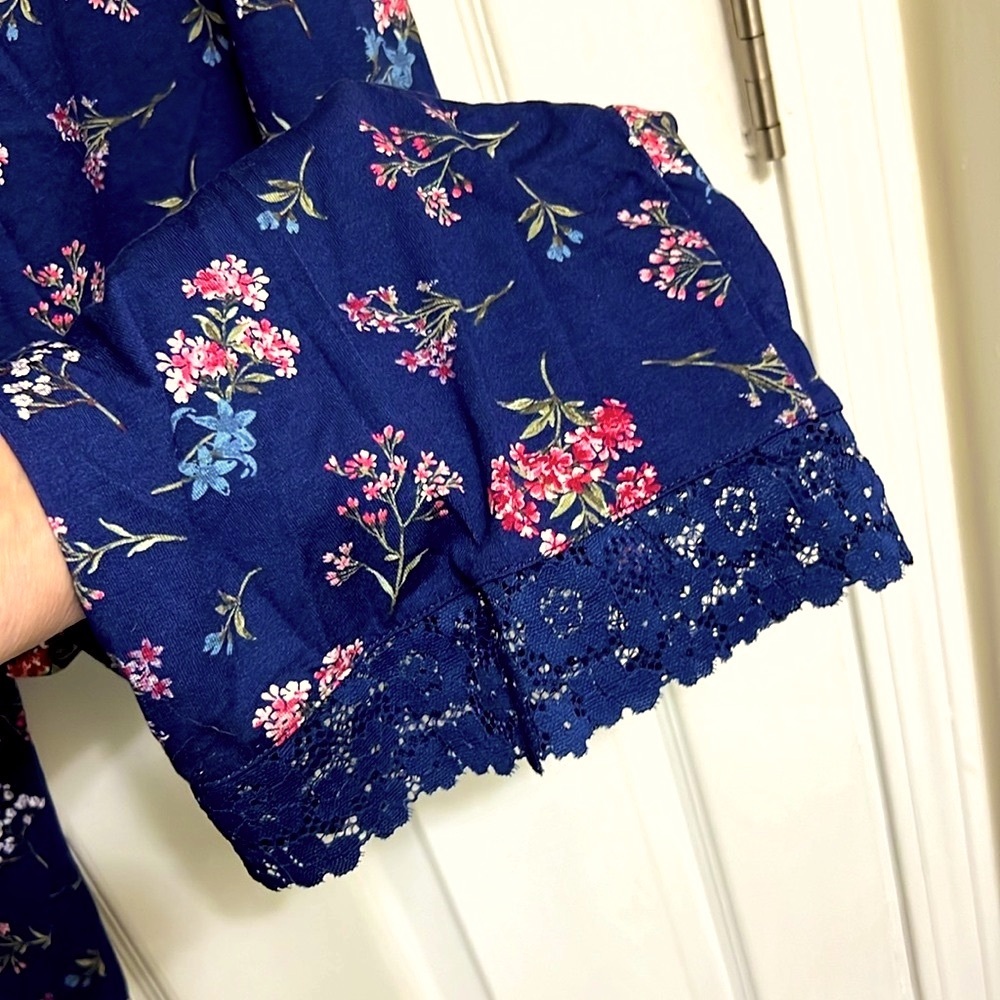 🔴 CLEARANCE NWT CHARTER CLUB FLORAL LACE TRIM SHORT SLEEVE PAJAMAS Size L 12/14 - Picture 4 of 13